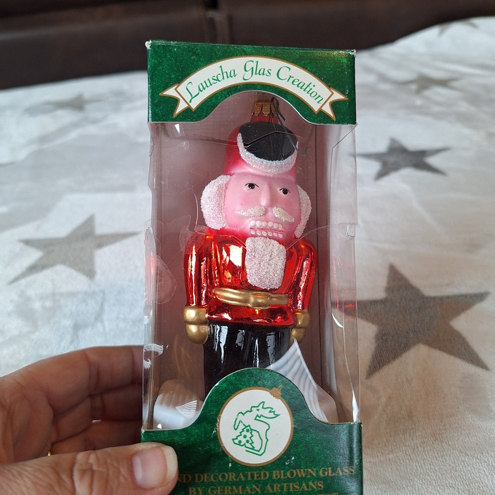 Lauscha Glas Creation Nutcracker Hand Blown‎ German Ornament Pink Face